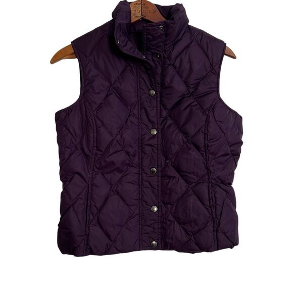 Lands' End Down Feather Filled Snap Front Quilted Puffer Vest Purple Size XS - Picture 1 of 6